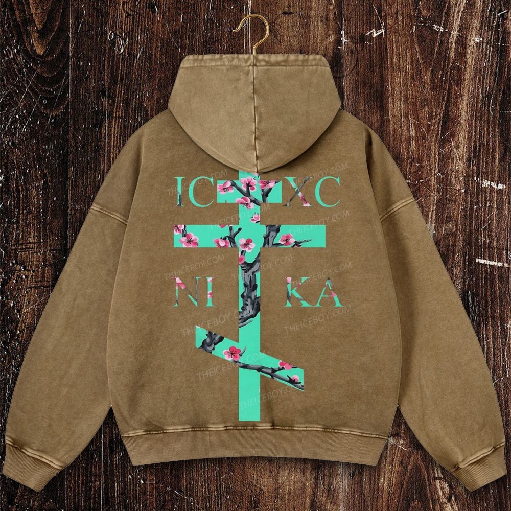 Orthodox cross Christian Washed Hoodie