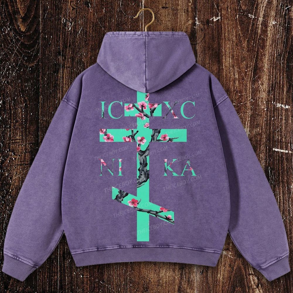 Orthodox cross Christian Washed Hoodie