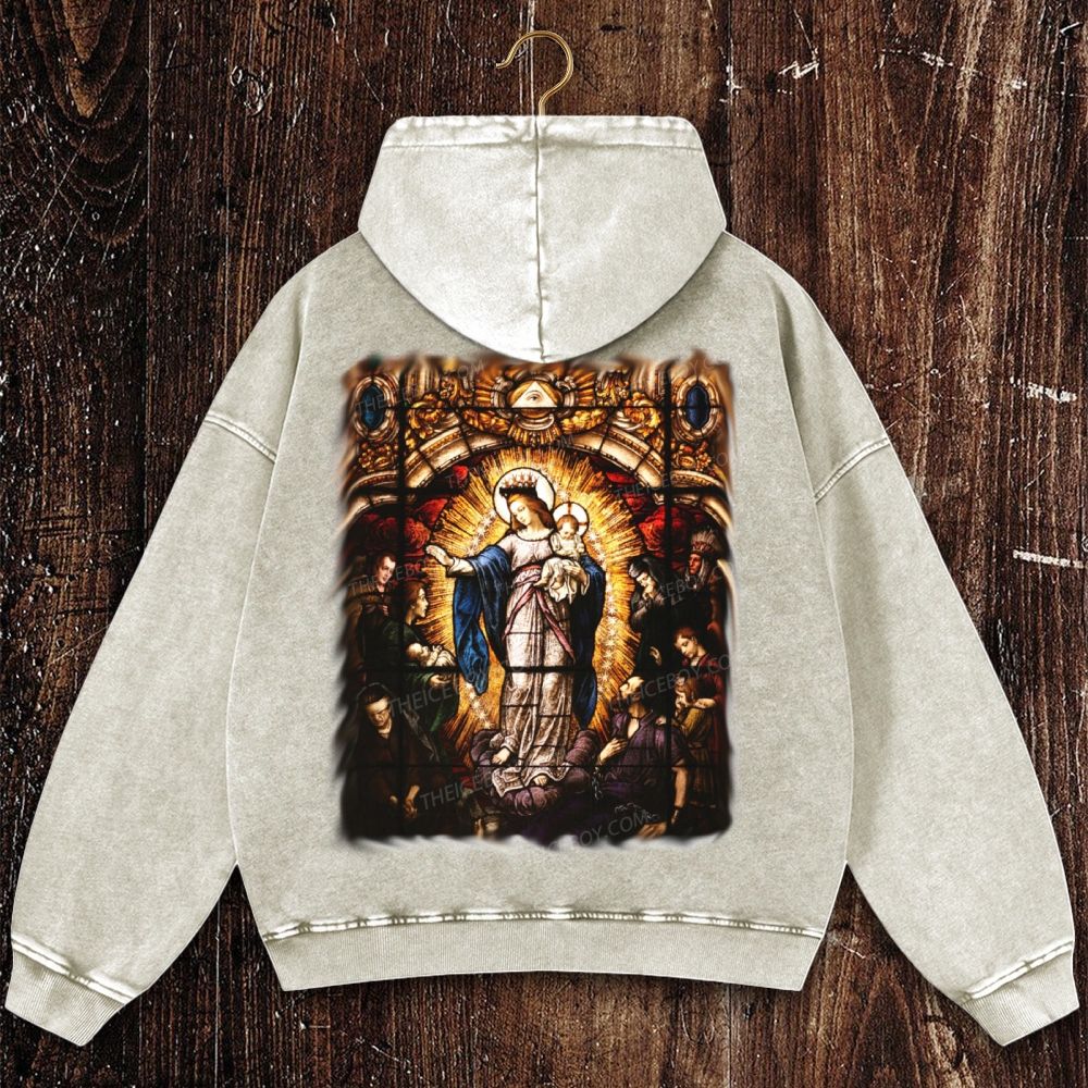 The Virgin Mary Christian Washed Hoodie