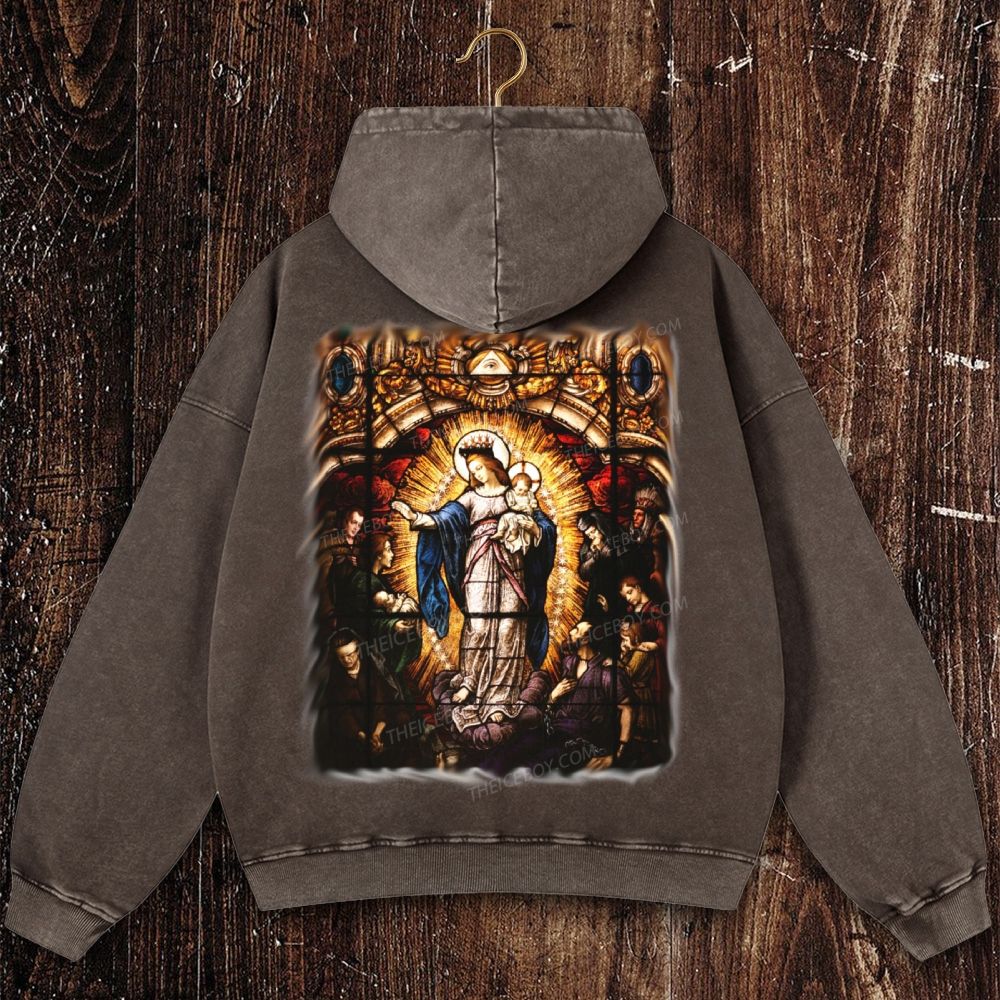 The Virgin Mary Christian Washed Hoodie