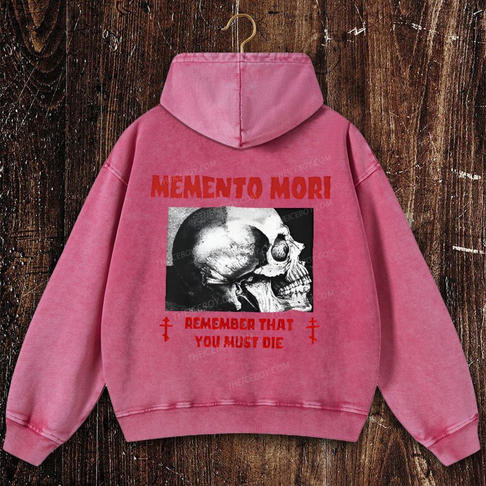 Memento Mori Mortality Catholic Christian Washed Hoodie