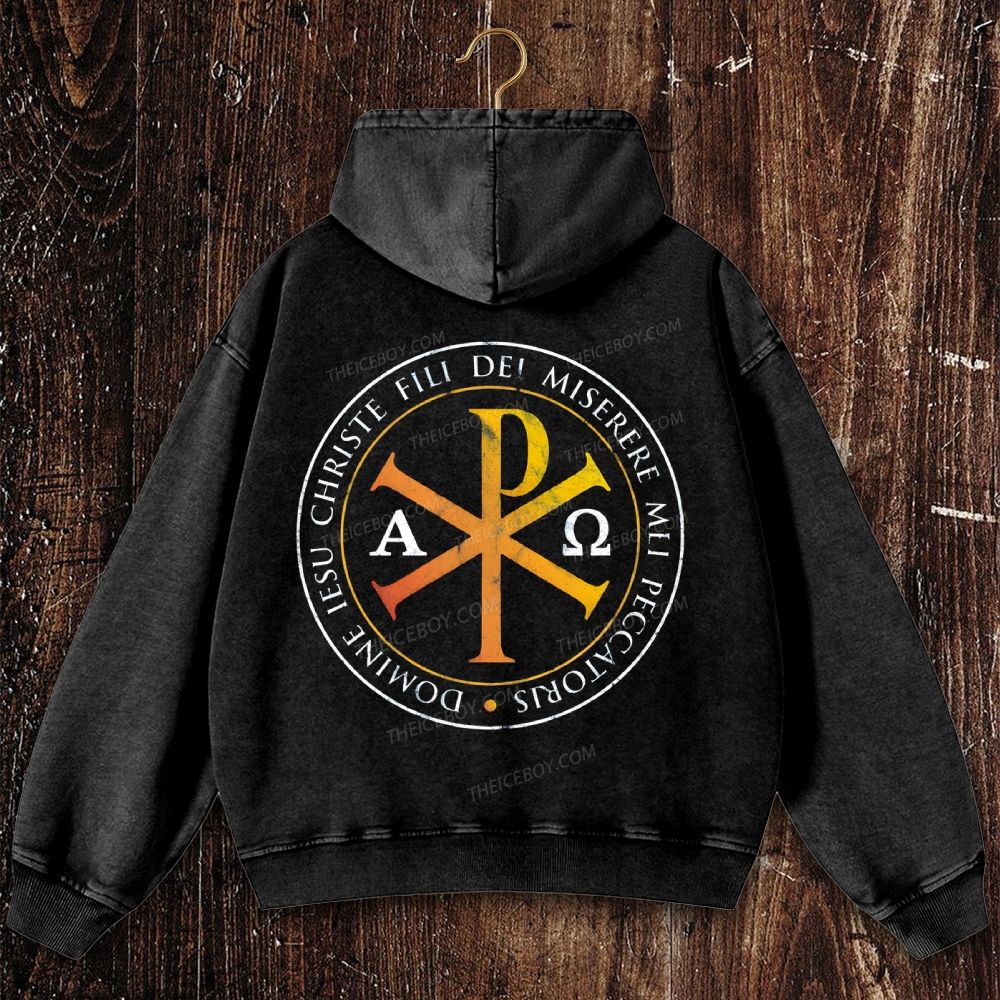 Catholics Chi rho Christogram Christian Washed Hoodie