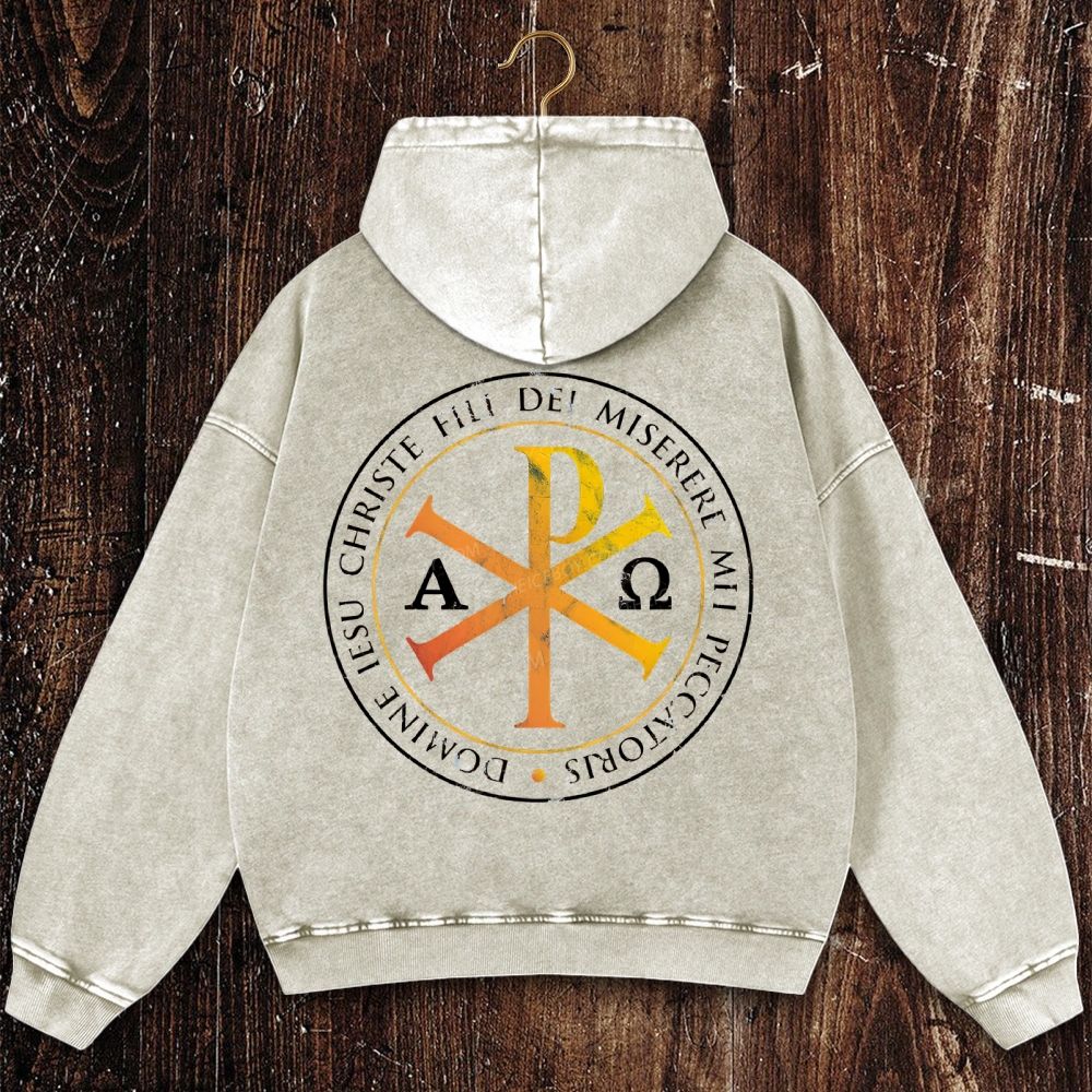 Catholics Chi rho Christogram Christian Washed Hoodie