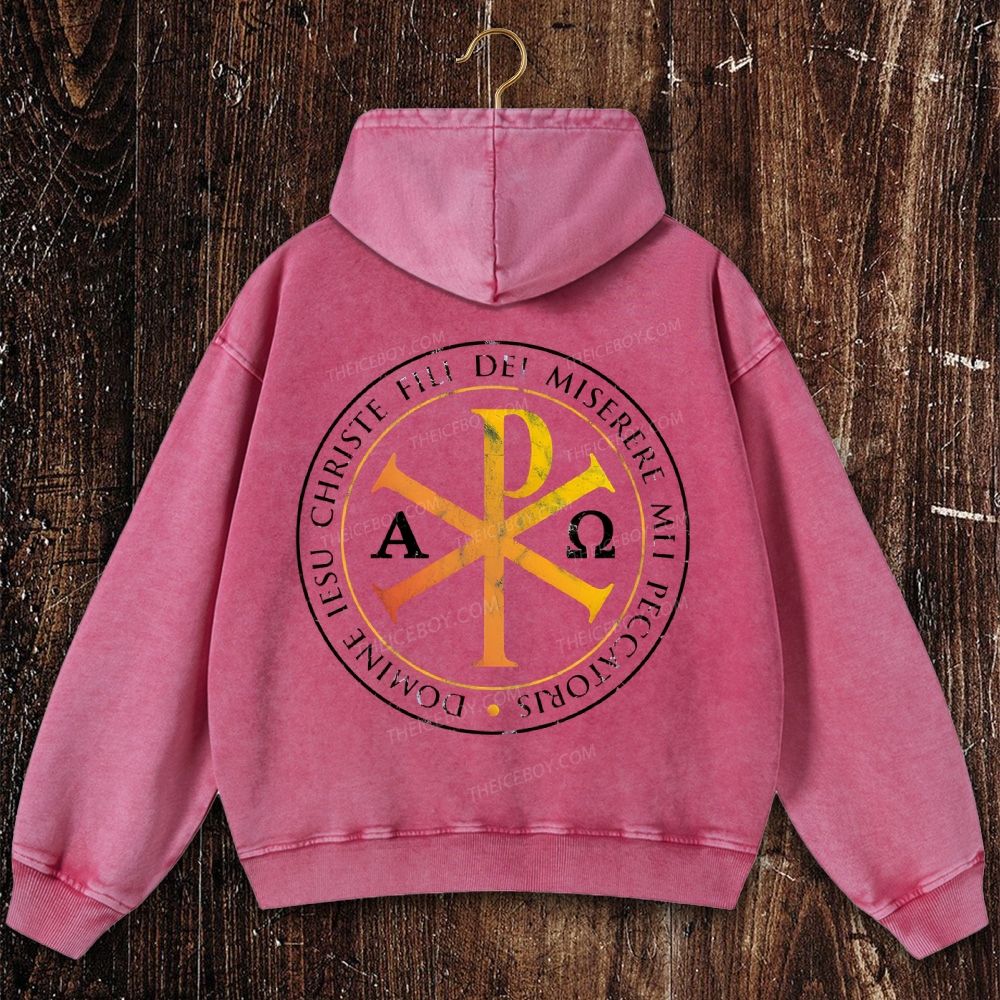 Catholics Chi rho Christogram Christian Washed Hoodie