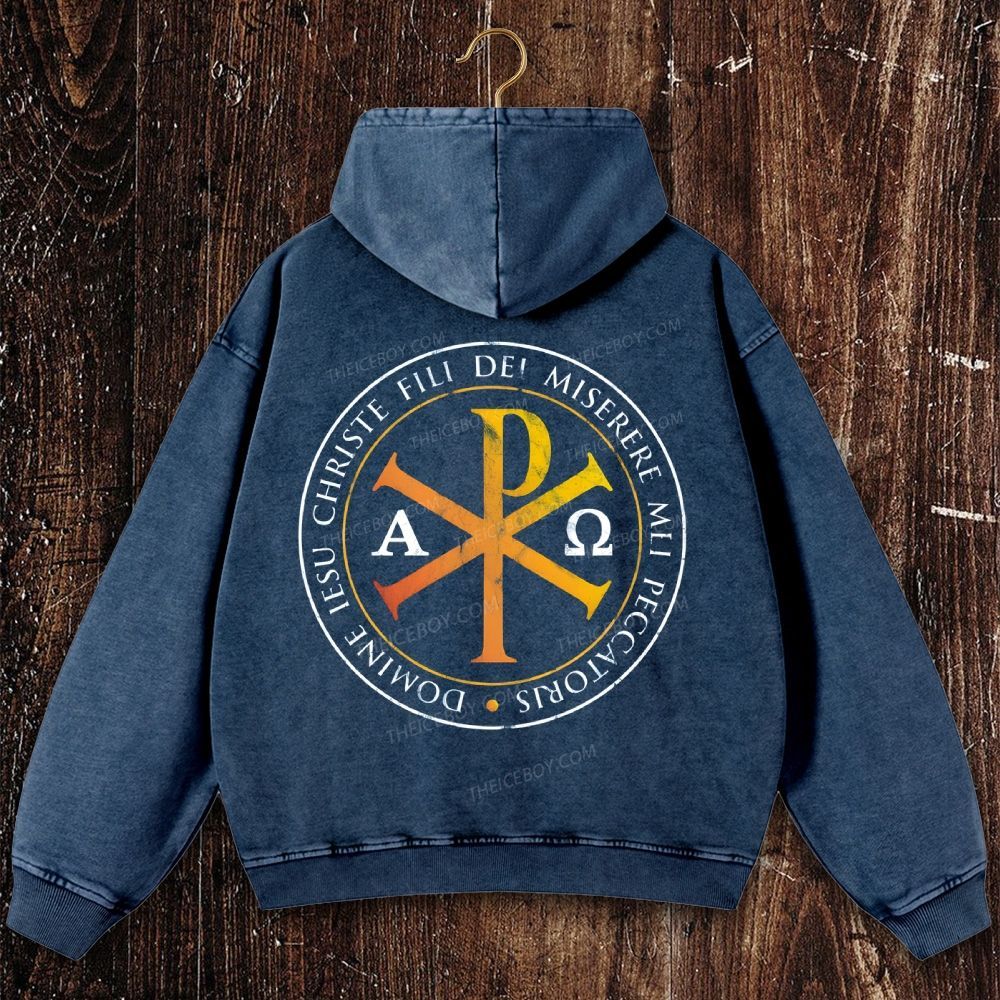 Catholics Chi rho Christogram Christian Washed Hoodie