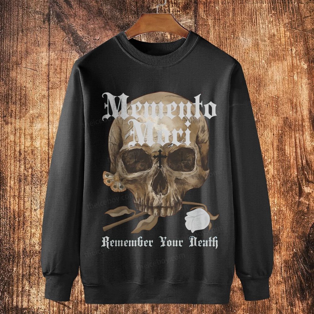 MEMENTO MORI Remember Your Death Cotton Crewneck Sweatshirt