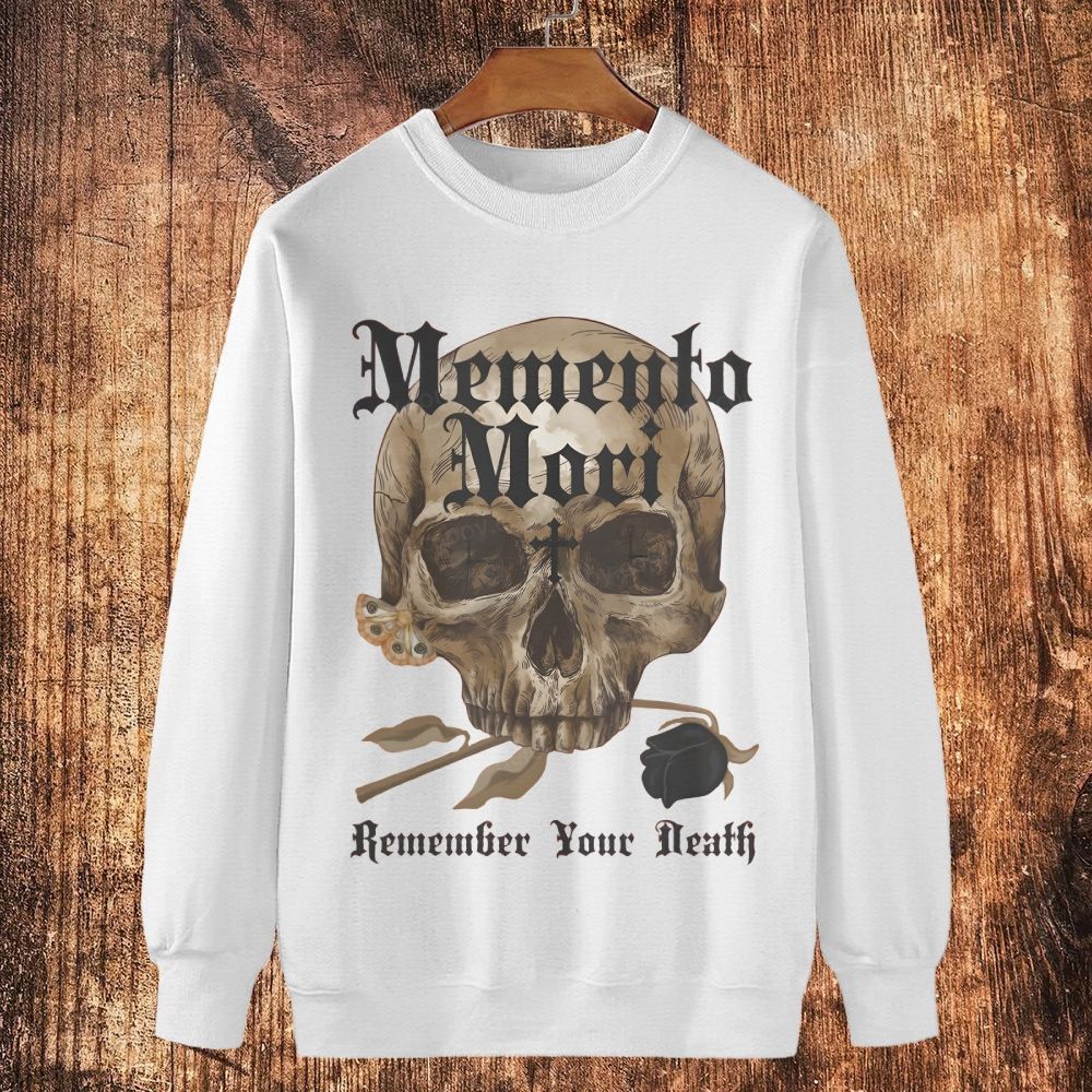MEMENTO MORI Remember Your Death Cotton Crewneck Sweatshirt