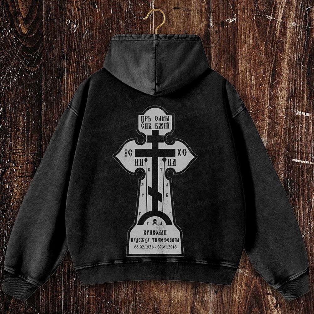 An Orthodox Cross Christian Washed Hoodie