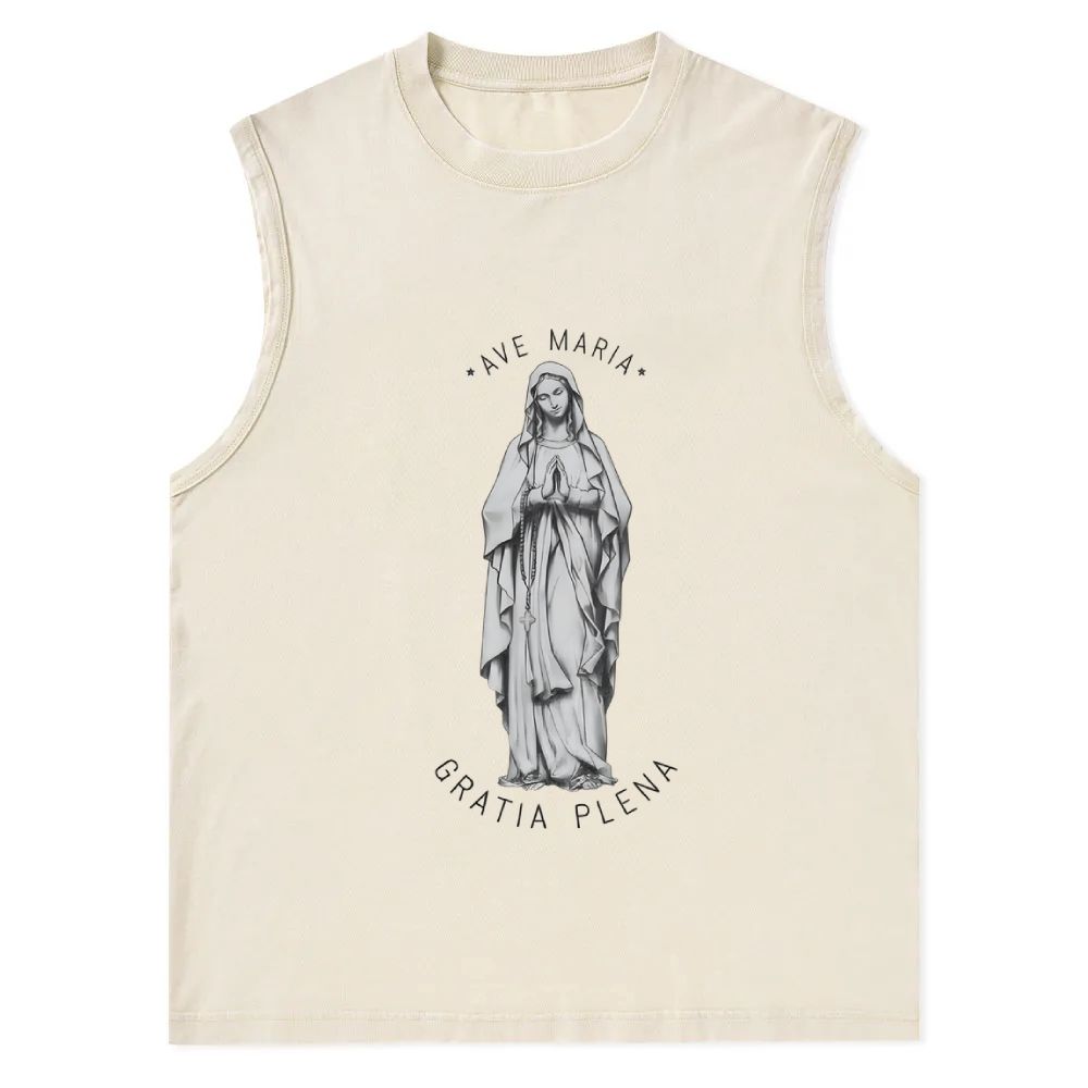 Virgin Mary - Catholic Art Christian Snowflake Washed Vest
