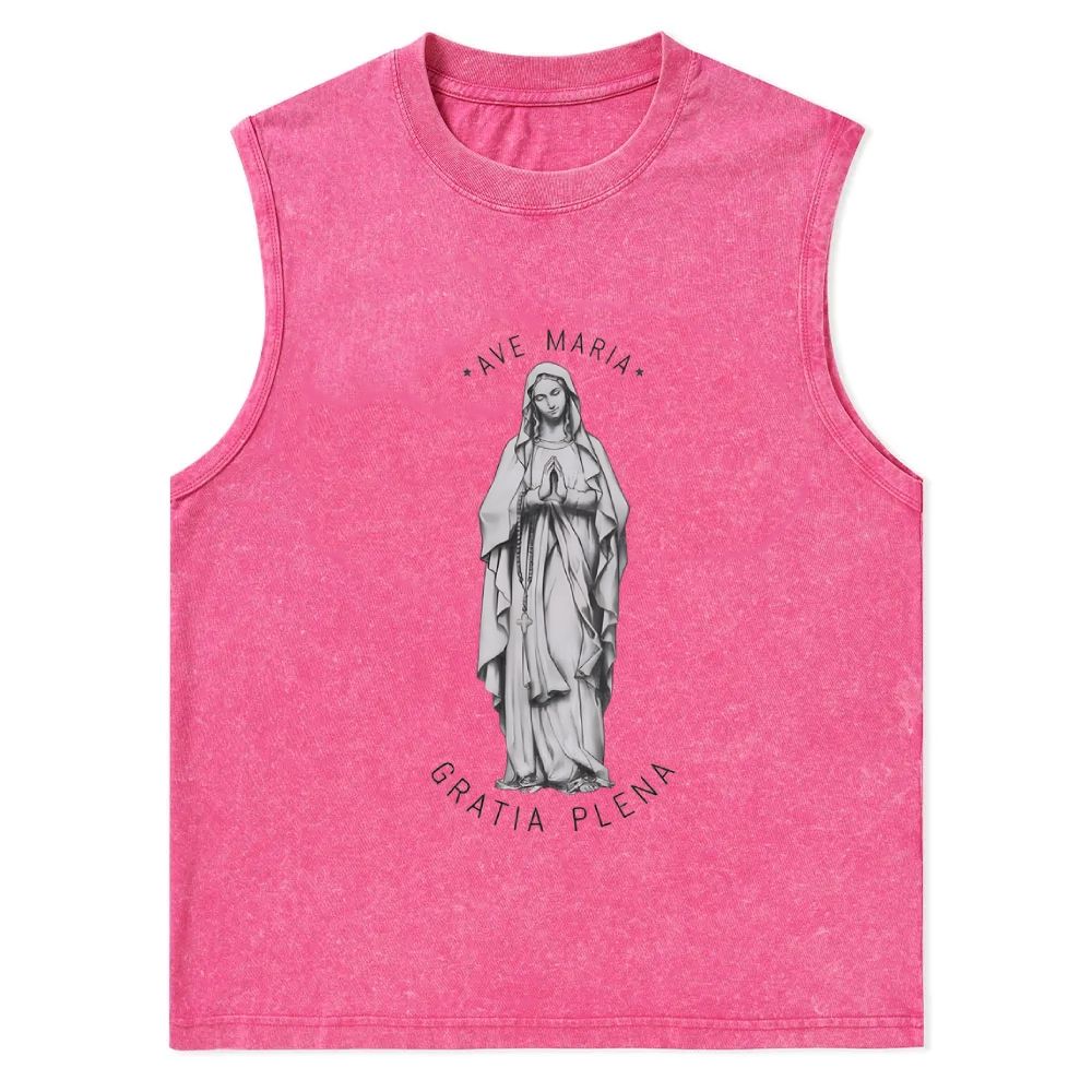 Virgin Mary - Catholic Art Christian Snowflake Washed Vest