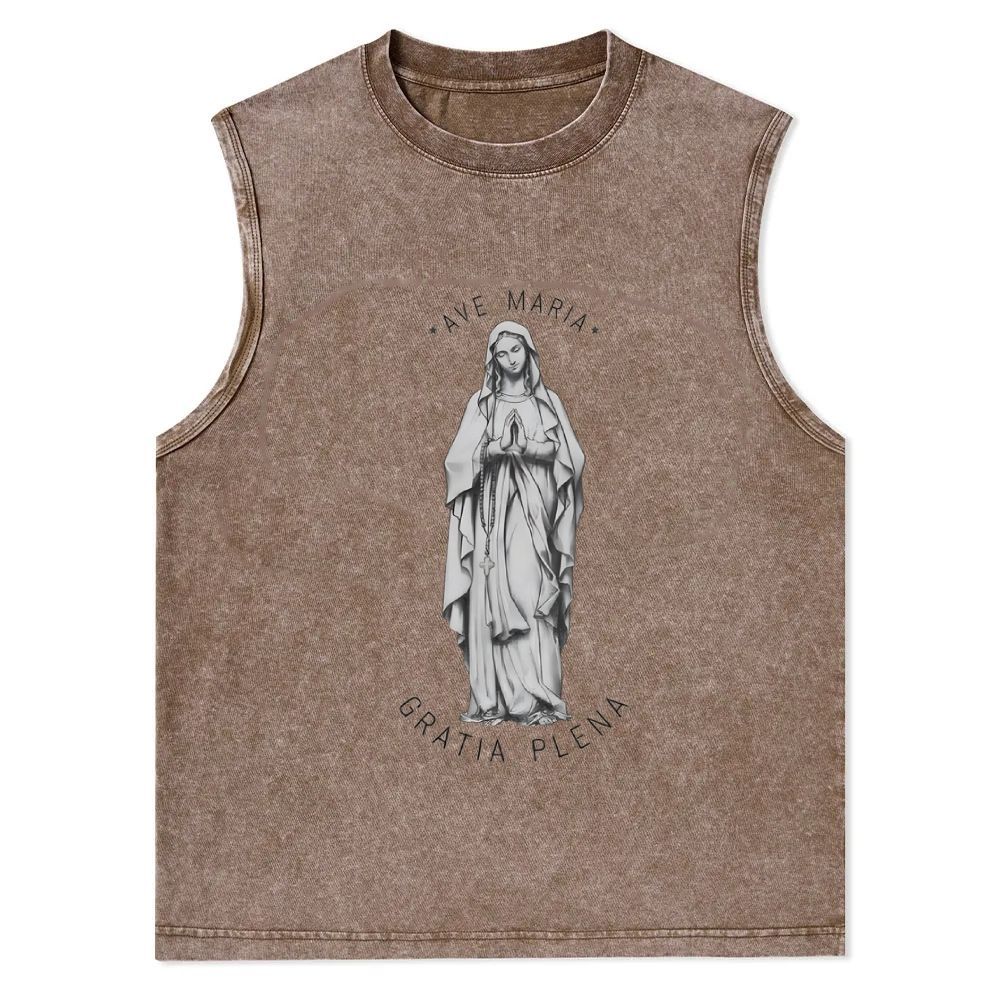 Virgin Mary - Catholic Art Christian Snowflake Washed Vest