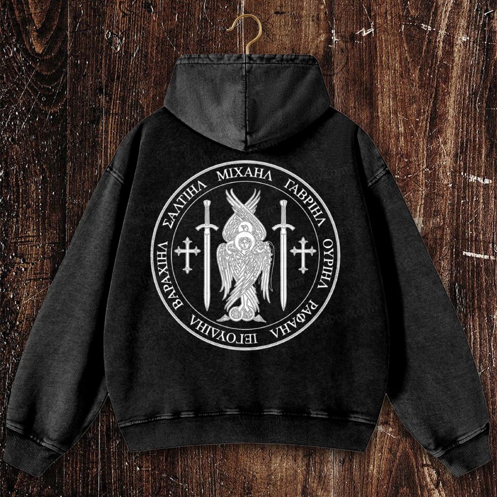 Saint St Michael Archangel Catholic Archangel Angel Defender Christian Washed Hoodie