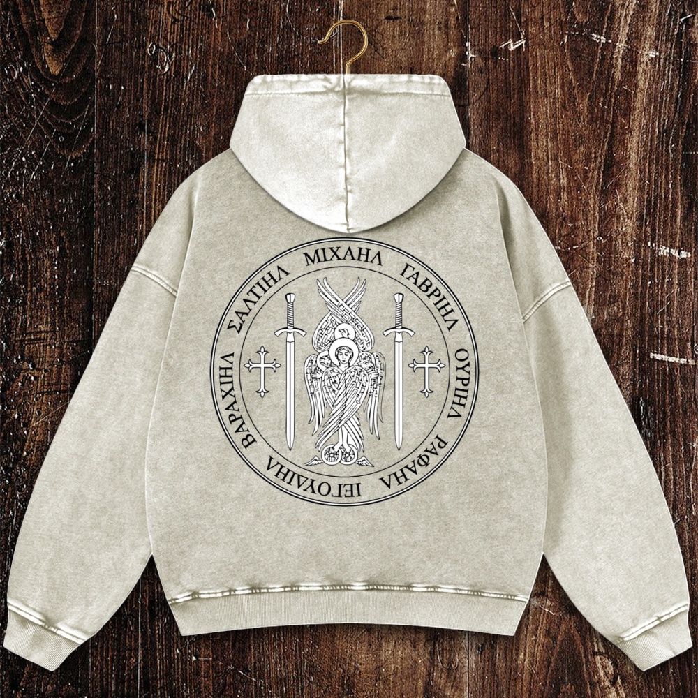 Saint St Michael Archangel Catholic Archangel Angel Defender Christian Washed Hoodie