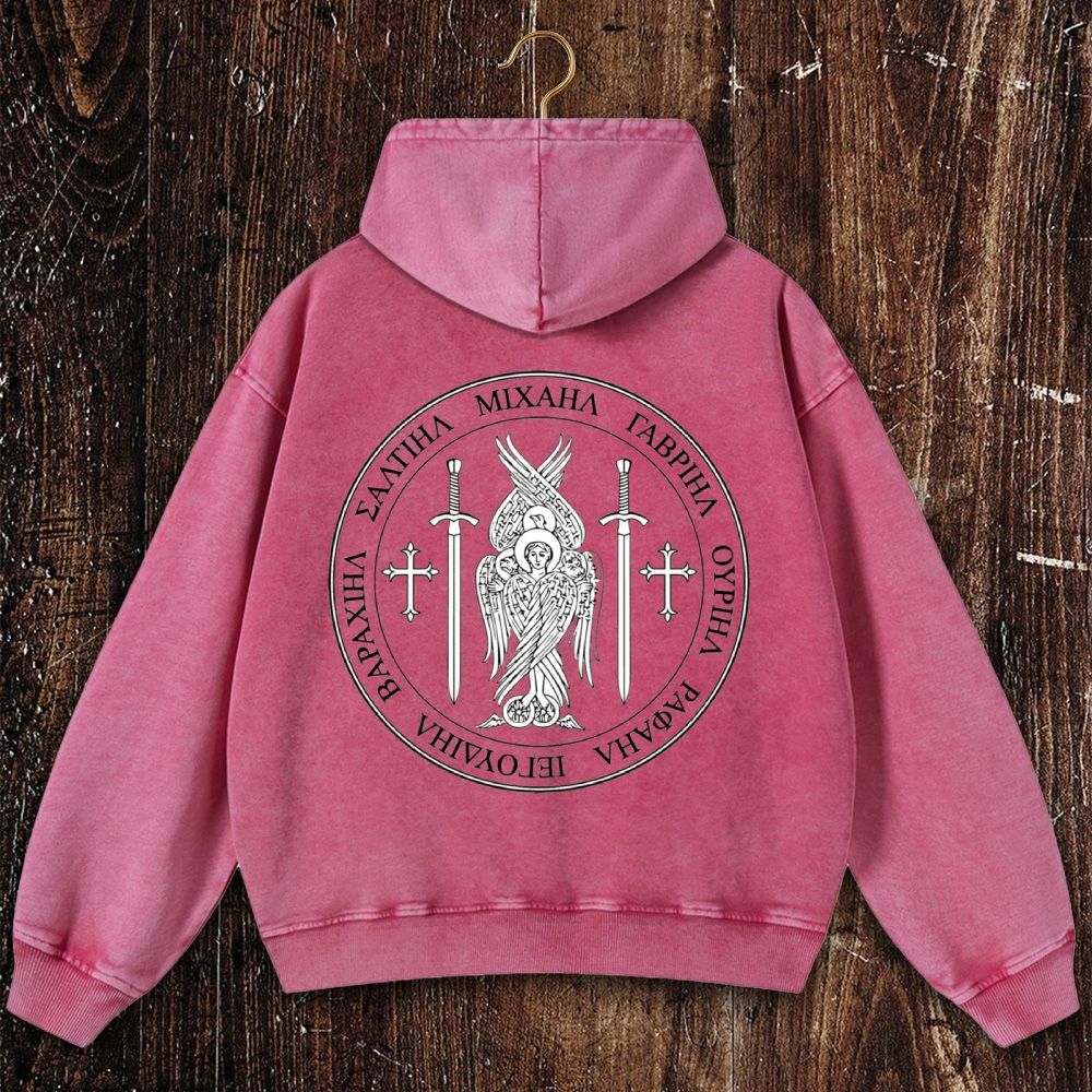 Saint St Michael Archangel Catholic Archangel Angel Defender Christian Washed Hoodie