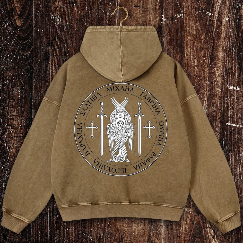 Saint St Michael Archangel Catholic Archangel Angel Defender Christian Washed Hoodie