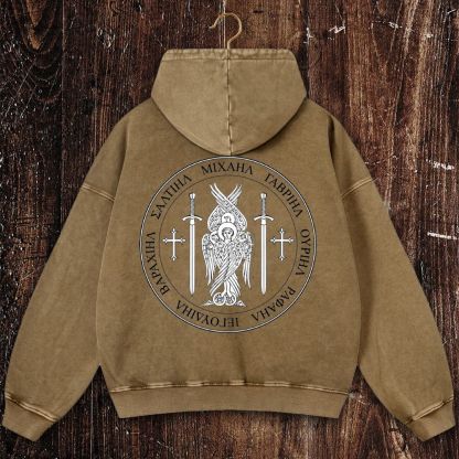Saint St Michael Archangel Catholic Archangel Angel Defender Christian Washed Hoodie