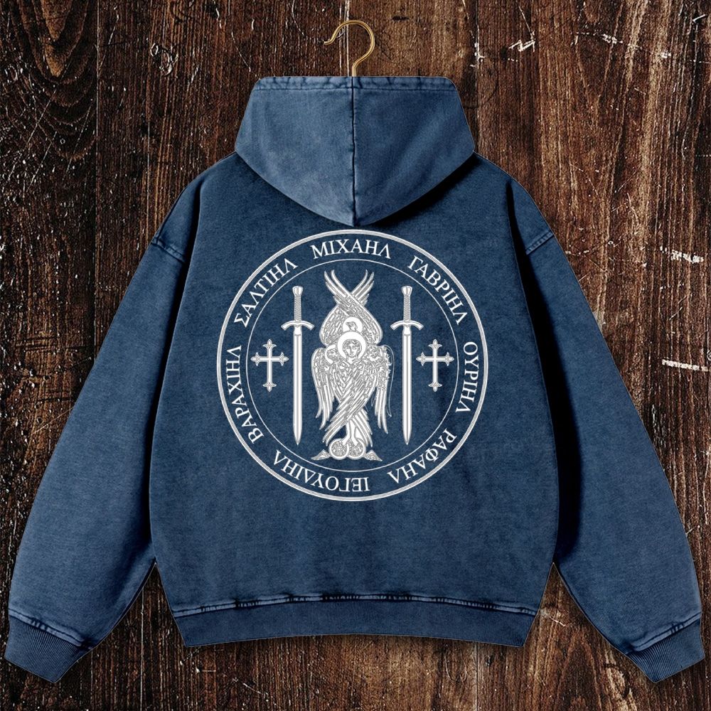 Saint St Michael Archangel Catholic Archangel Angel Defender Christian Washed Hoodie