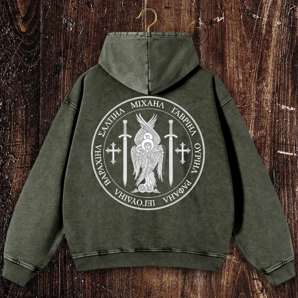 Saint St Michael Archangel Catholic Archangel Angel Defender Christian Washed Hoodie