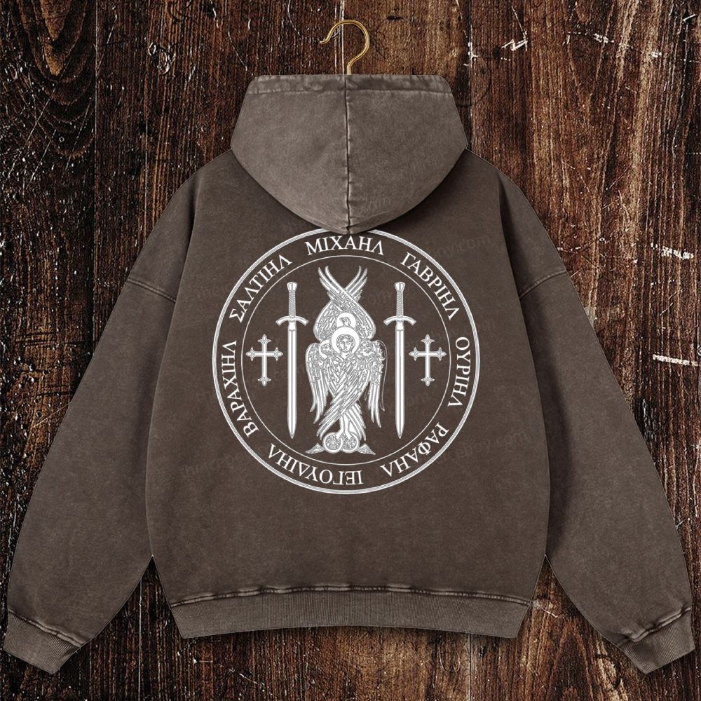 Saint St Michael Archangel Catholic Archangel Angel Defender Christian Washed Hoodie