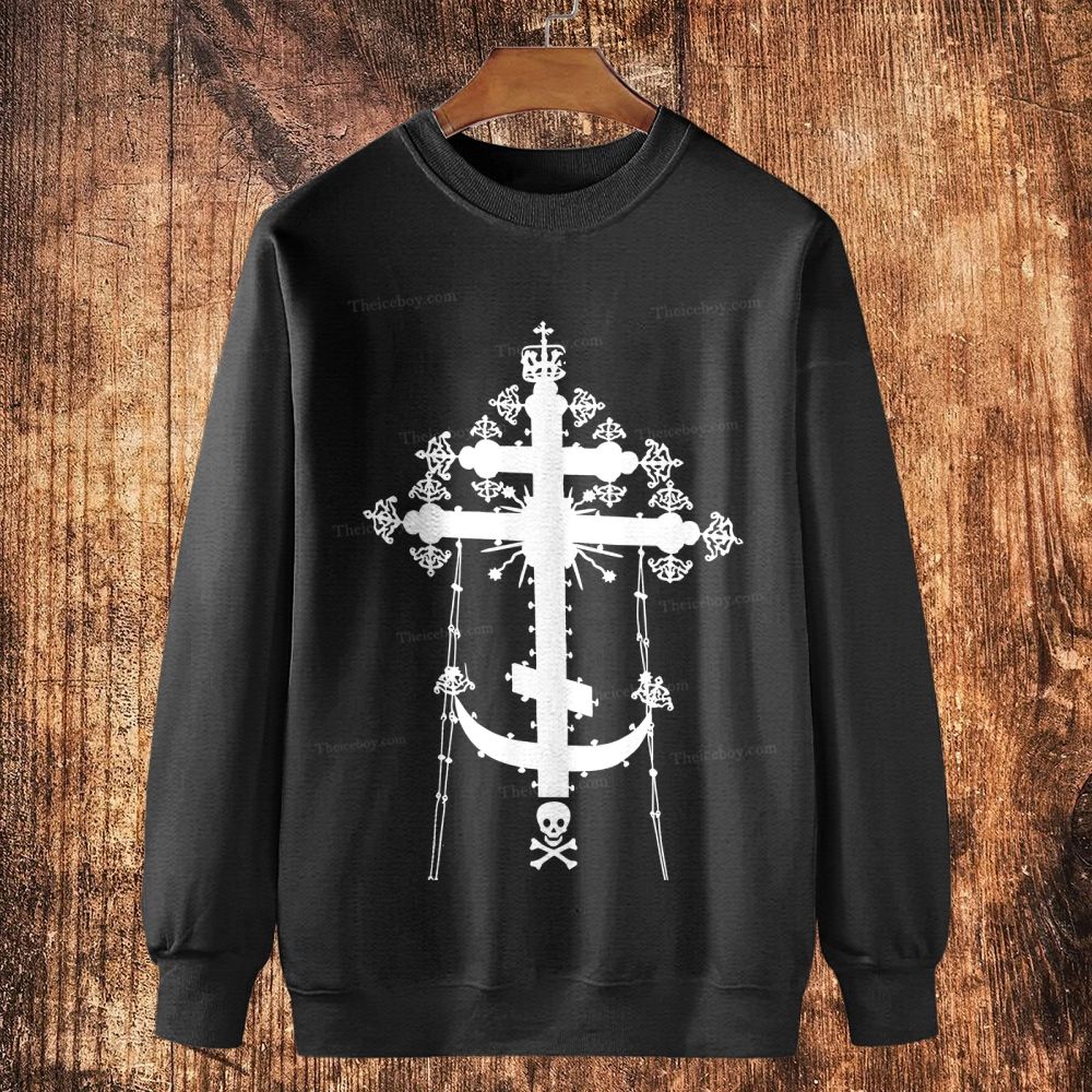 Christian Cross Cotton Crewneck Sweatshirt