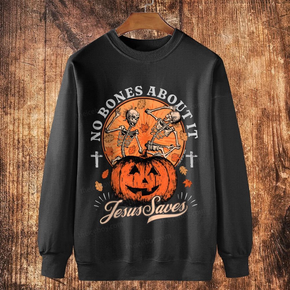 No Bones About It Christian Halloween Cotton Crewneck Sweatshirt