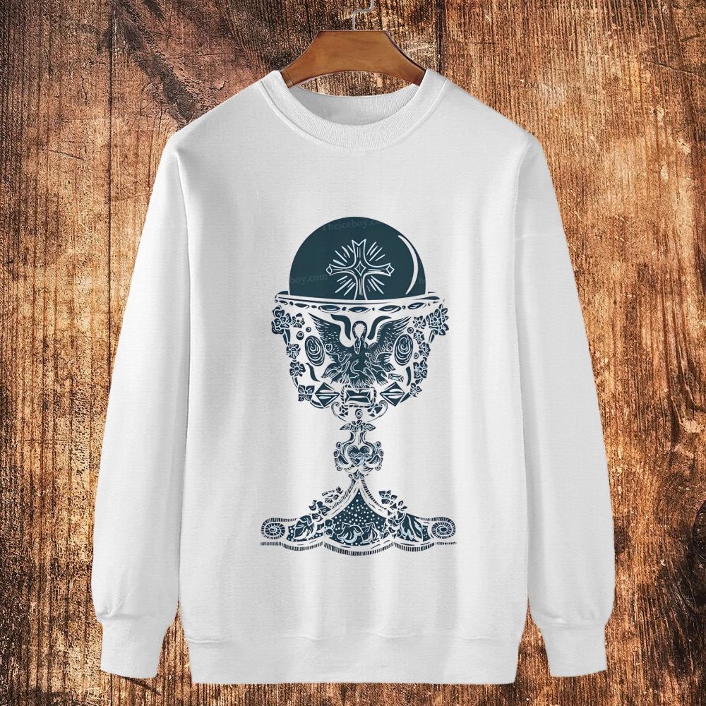 Christ's Holy Grail Cotton Crewneck Sweatshirt