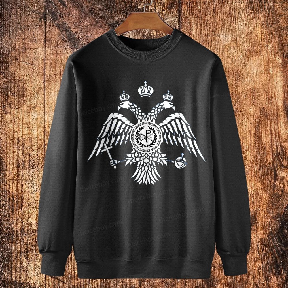 Chi Rho Double-headed eagle of the Byzantine court Cotton Crewneck Sweatshirt