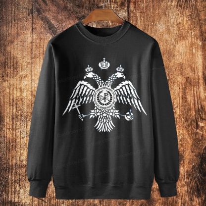 Chi Rho Double-headed eagle of the Byzantine court Cotton Crewneck Sweatshirt