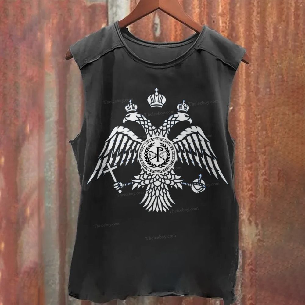 Chi Rho Double-headed eagle of the Byzantine court Washed Tank Top