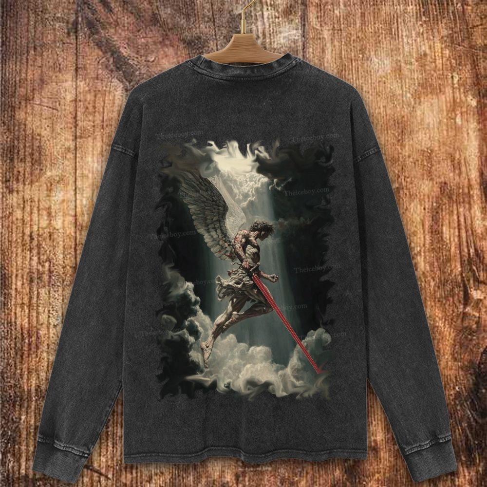 Angel Of Justice Christian Washed Sweatshirt