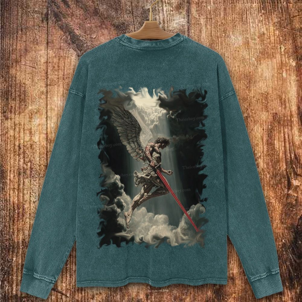 Angel Of Justice Christian Washed Sweatshirt