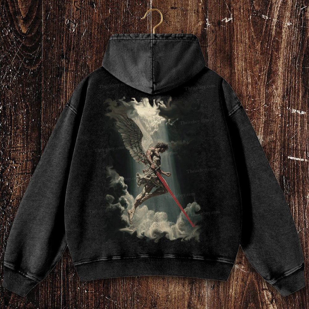 Angel Of Justice Christian Washed Hoodie