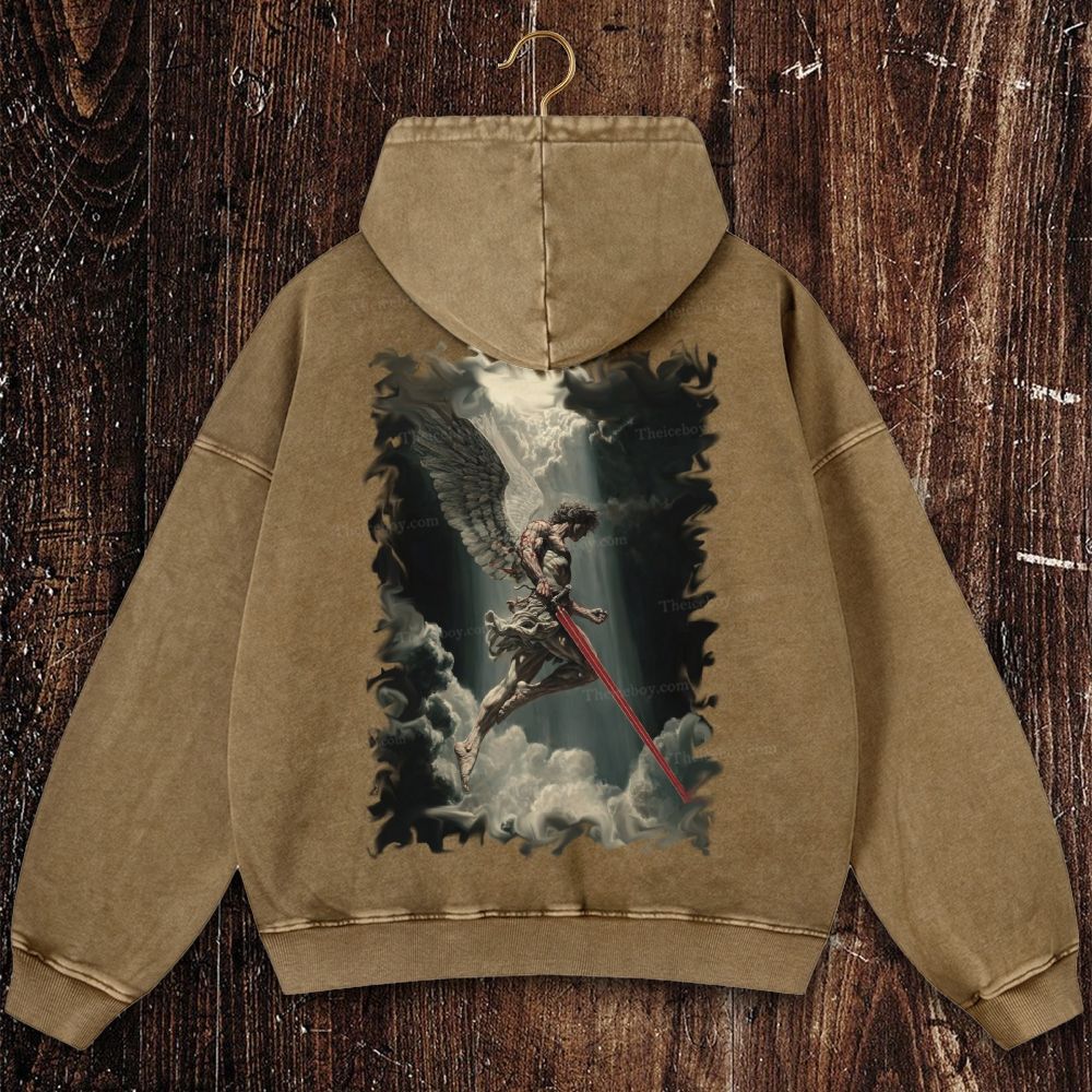 Angel Of Justice Christian Washed Hoodie