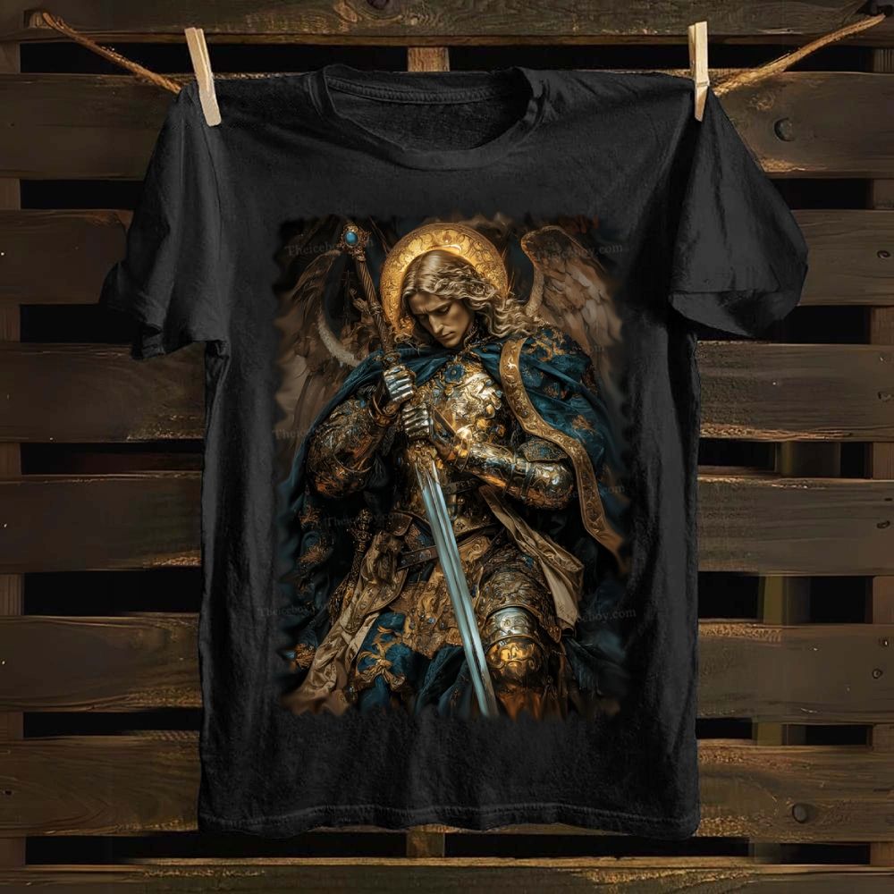 Archangel Michael, a warrior in armor Cotton T-shirt