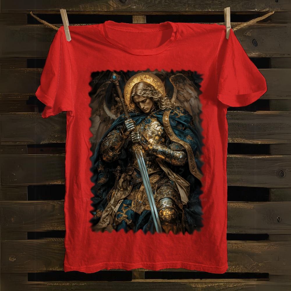 Archangel Michael, a warrior in armor Cotton T-shirt