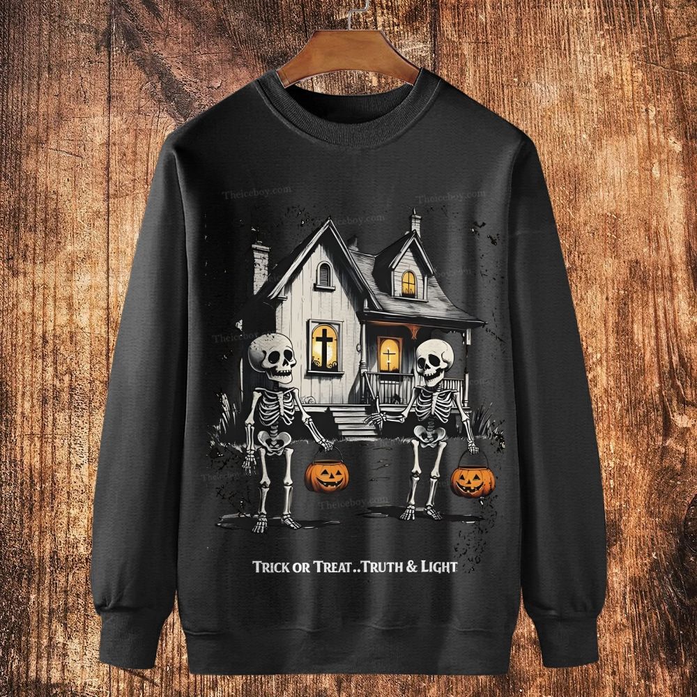 Trick Or Treat.. Truth Light Cotton Crewneck Sweatshirt