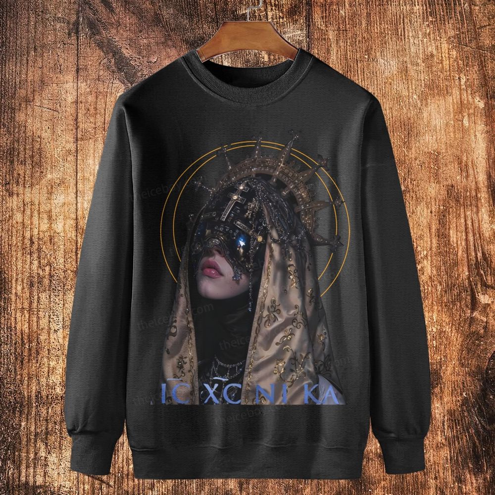 Praying in the star-studded darkness Cotton Crewneck Sweatshirt
