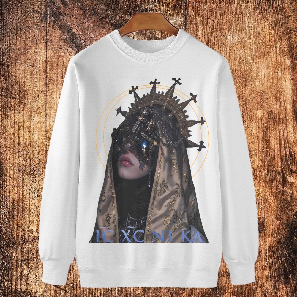 Praying in the star-studded darkness Cotton Crewneck Sweatshirt