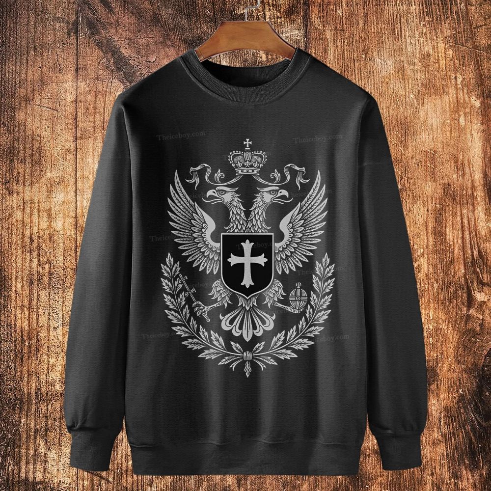 Christian Cross Badge Cotton Crewneck Sweatshirt