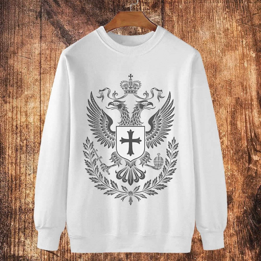 Christian Cross Badge Cotton Crewneck Sweatshirt