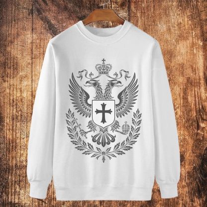 Christian Cross Badge Cotton Crewneck Sweatshirt