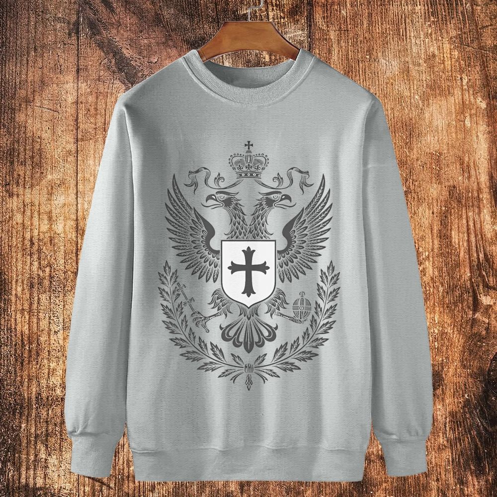 Christian Cross Badge Cotton Crewneck Sweatshirt