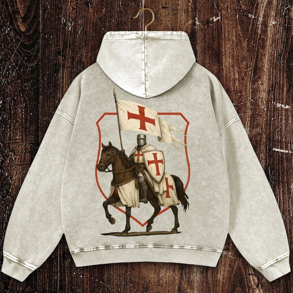 CRUSADER Poster Christian Washed Hoodie