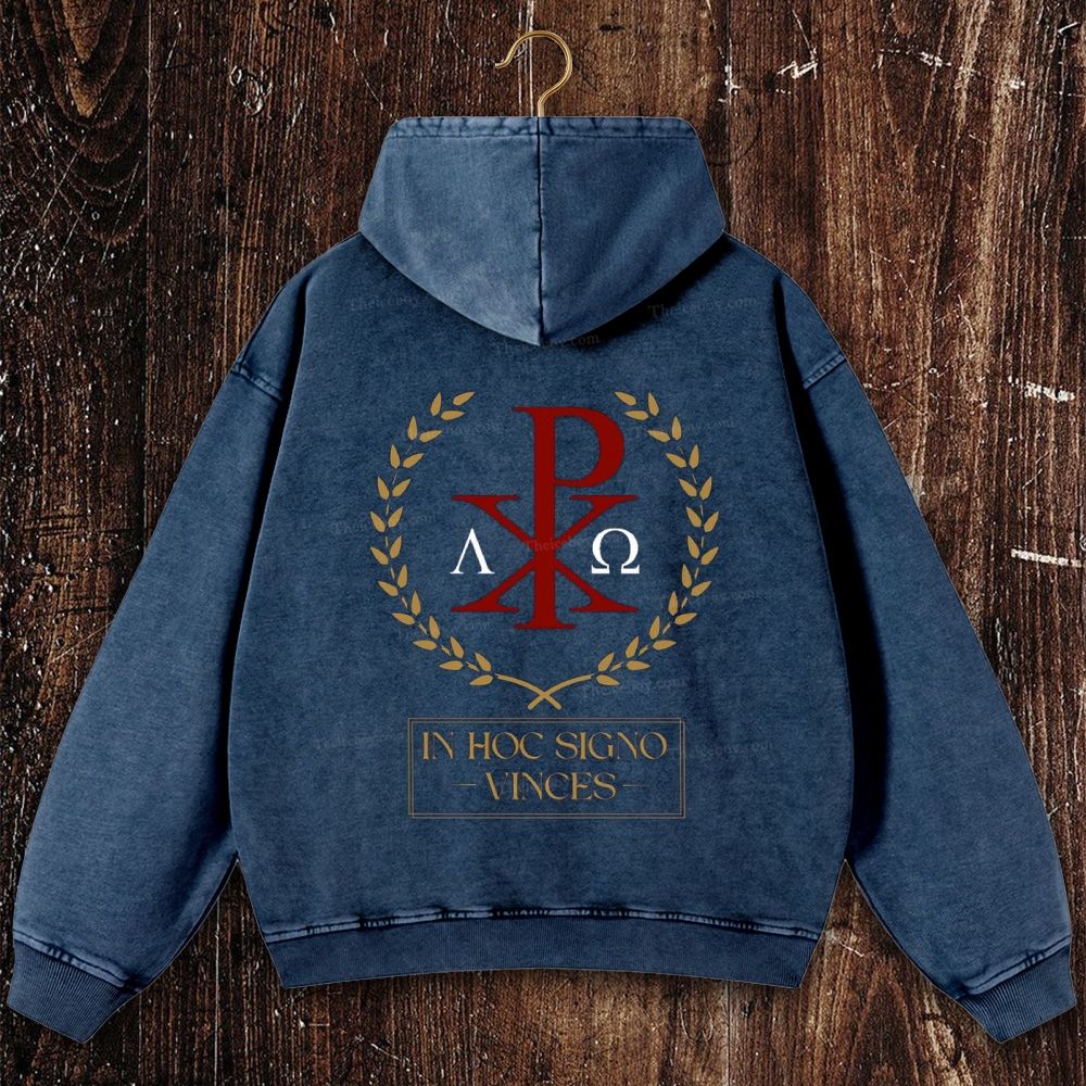 In Hoc Signo Vinces Christian Washed Hoodie