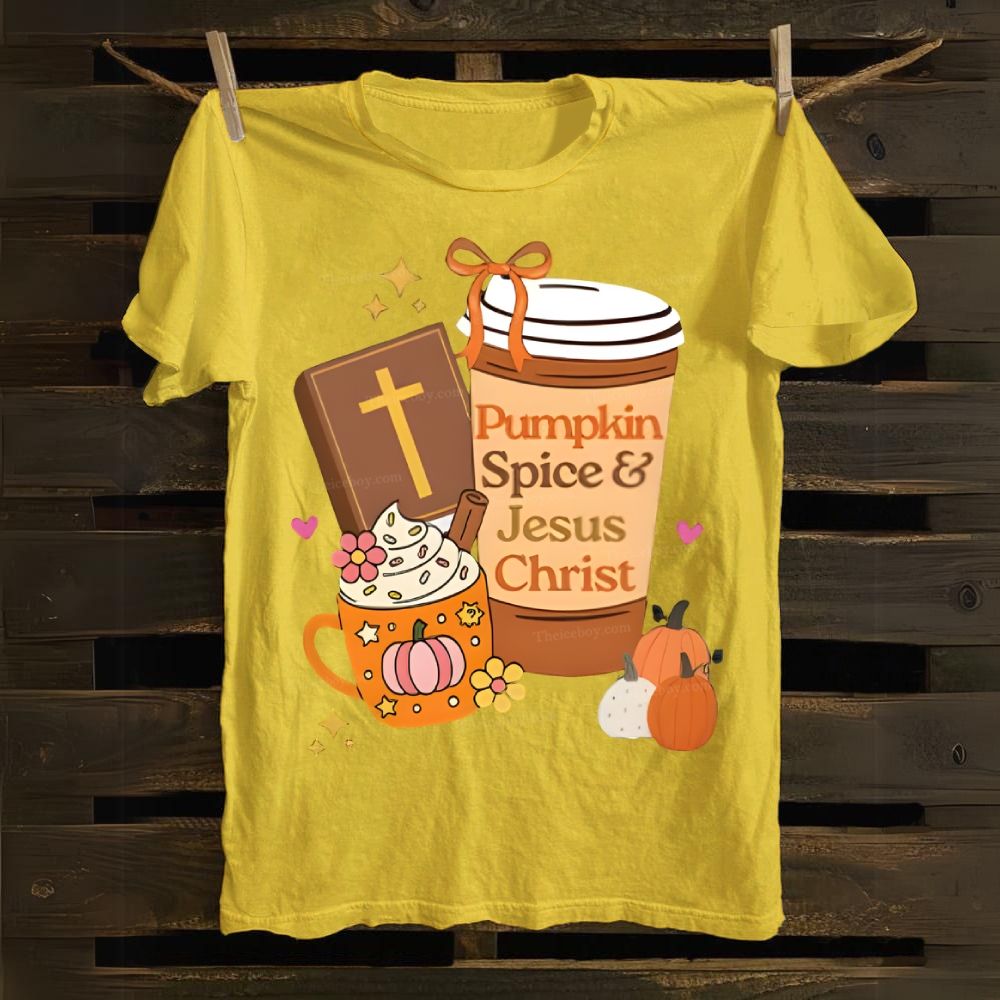 Pumpkin Spice And Jesus Christ Cotton T-shirt 