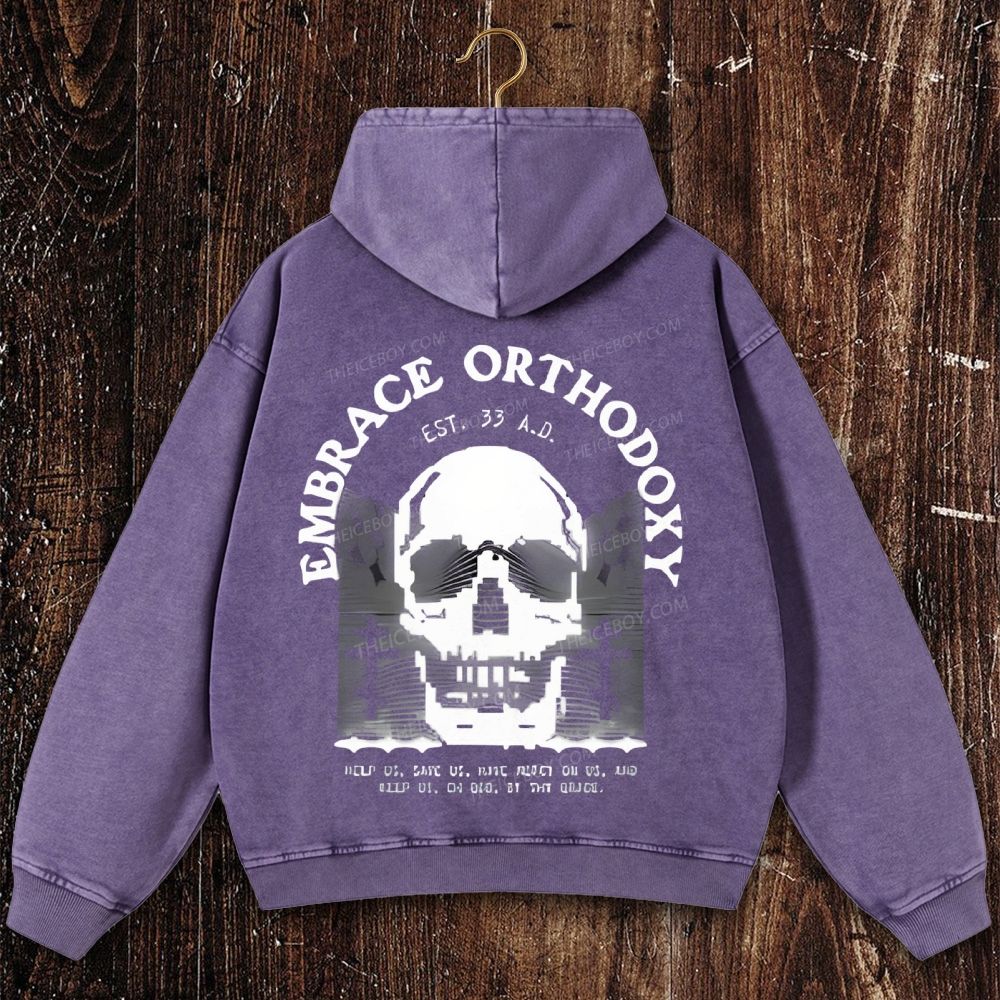 Embrace Orthodoxy Orthodox Christian Skull Christian Washed Hoodie