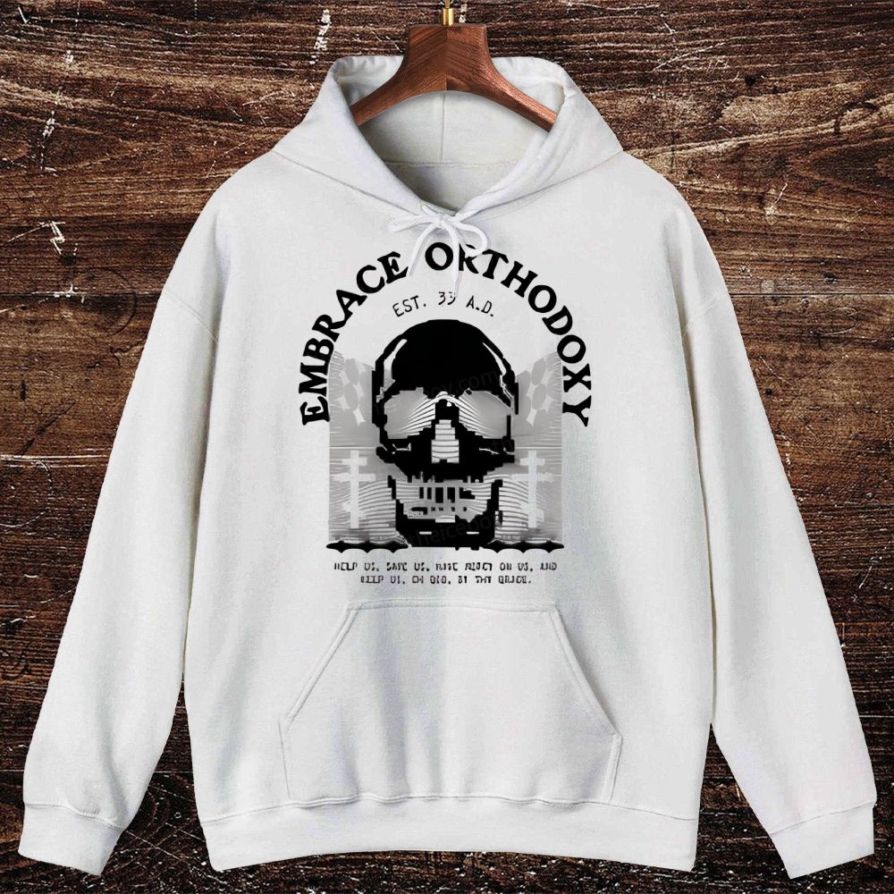 Embrace Orthodoxy Orthodox Christian Skull Oversized Cotton Hoodies