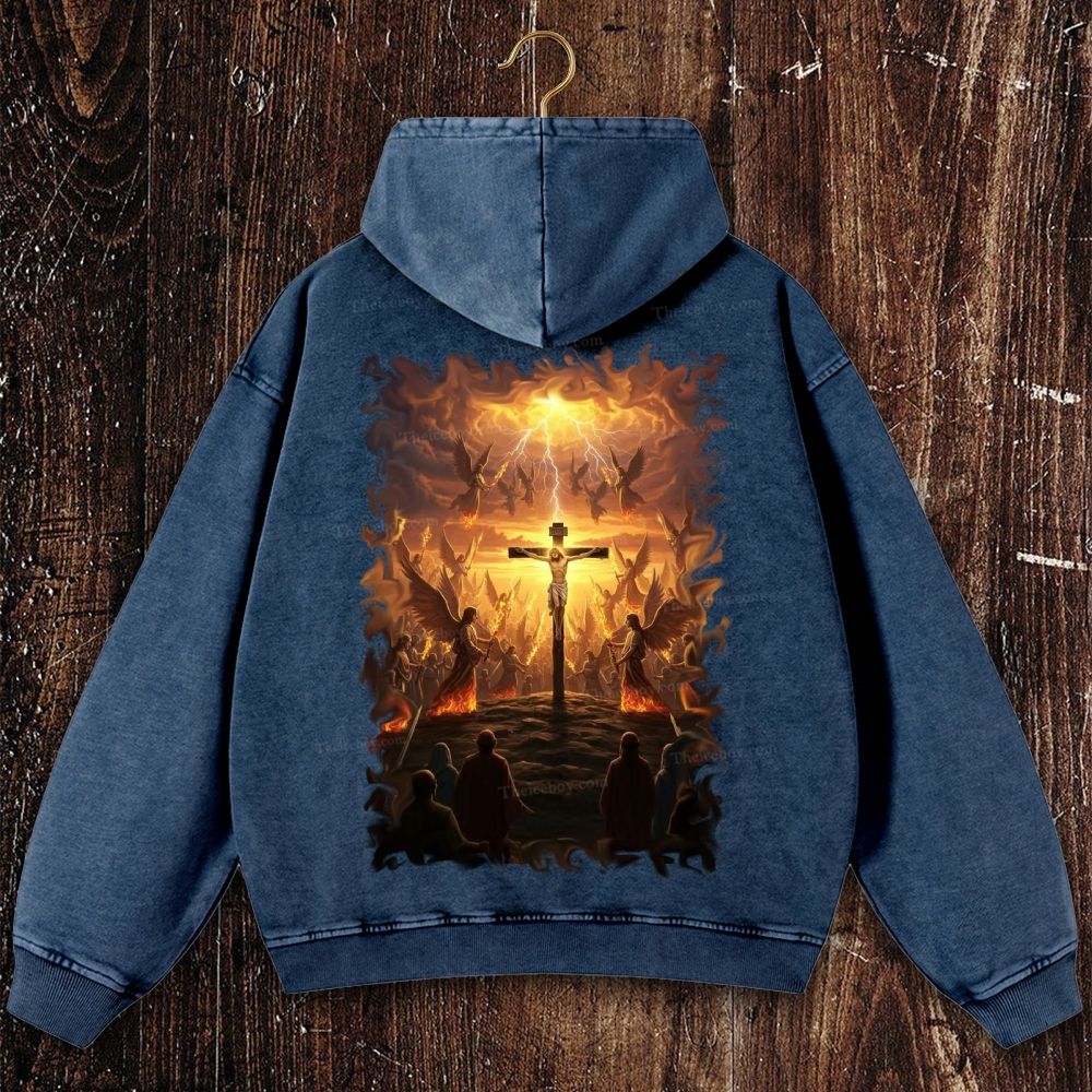 Angels Deliver Christian Washed Hoodie