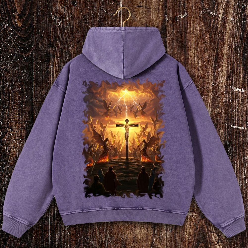 Angels Deliver Christian Washed Hoodie