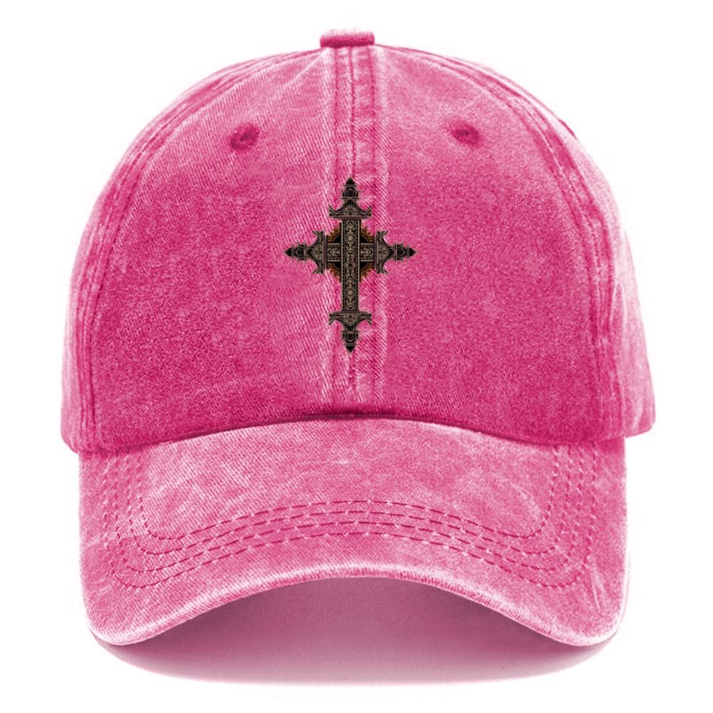 Gothic Christian Cross Unisex Vintage Casual Washed Cap